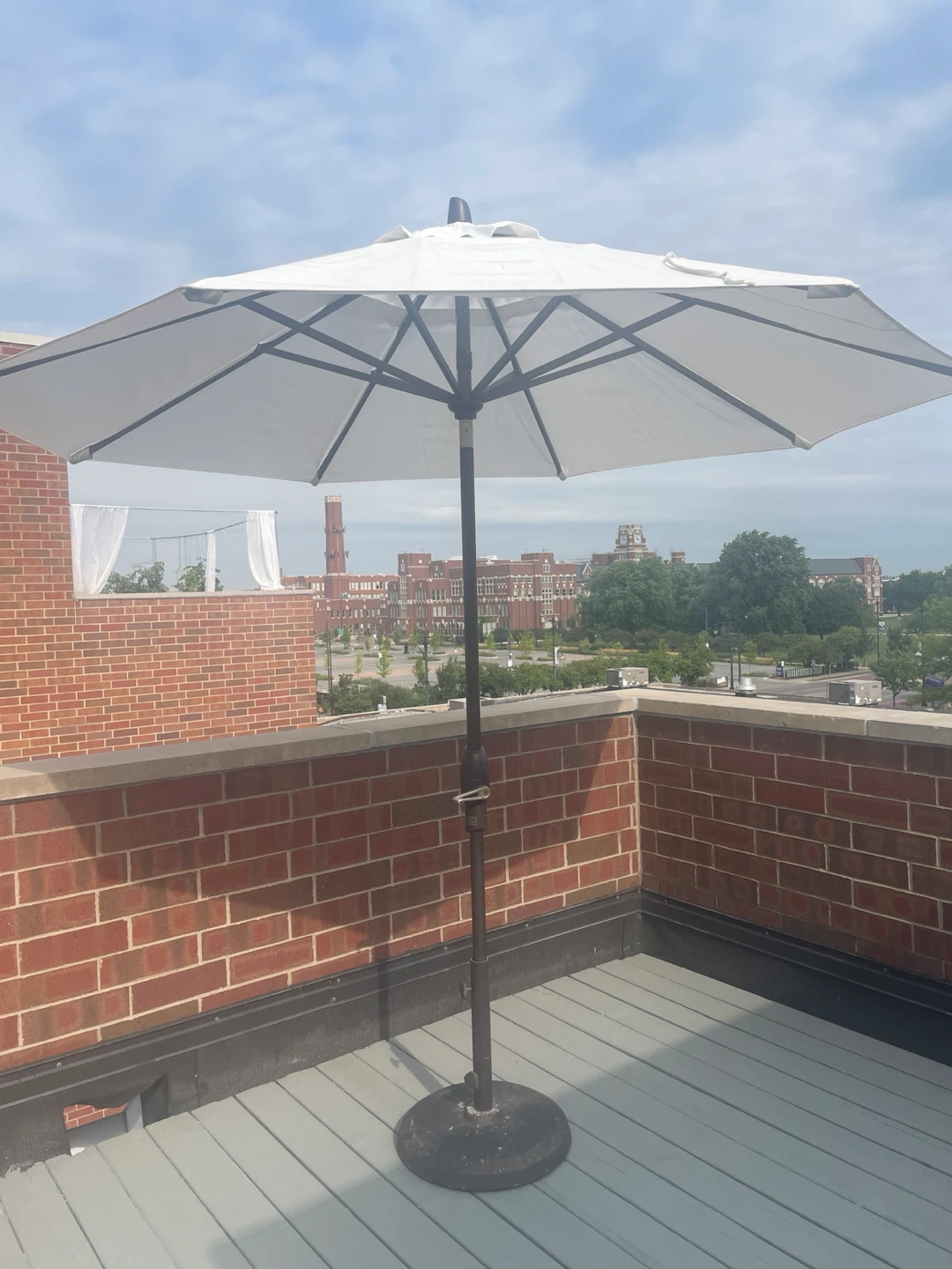 White Patio Umbrella with Base