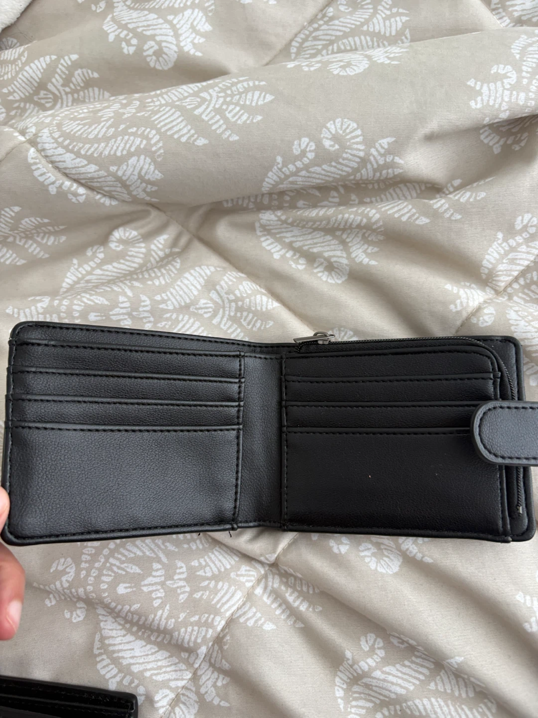 Black Bifold Wallet with Zipper Coin Pocket - photo 2