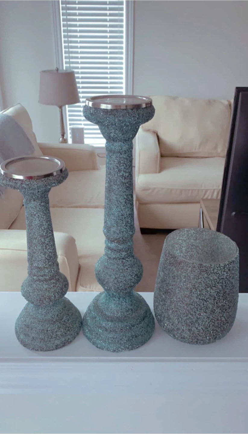 Glitter Candlestick Holders Set