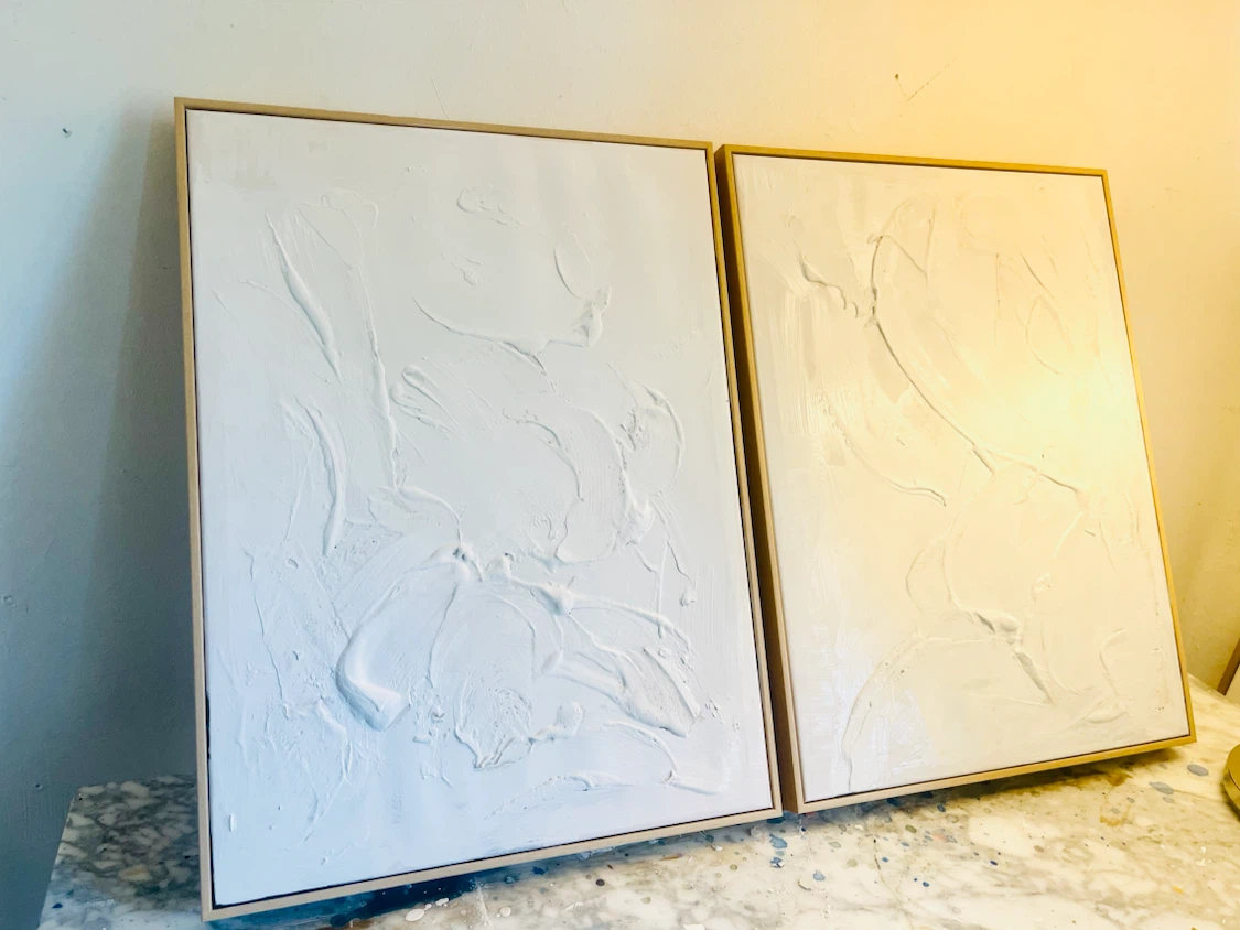 Set Textured White Wall Art 18x24”