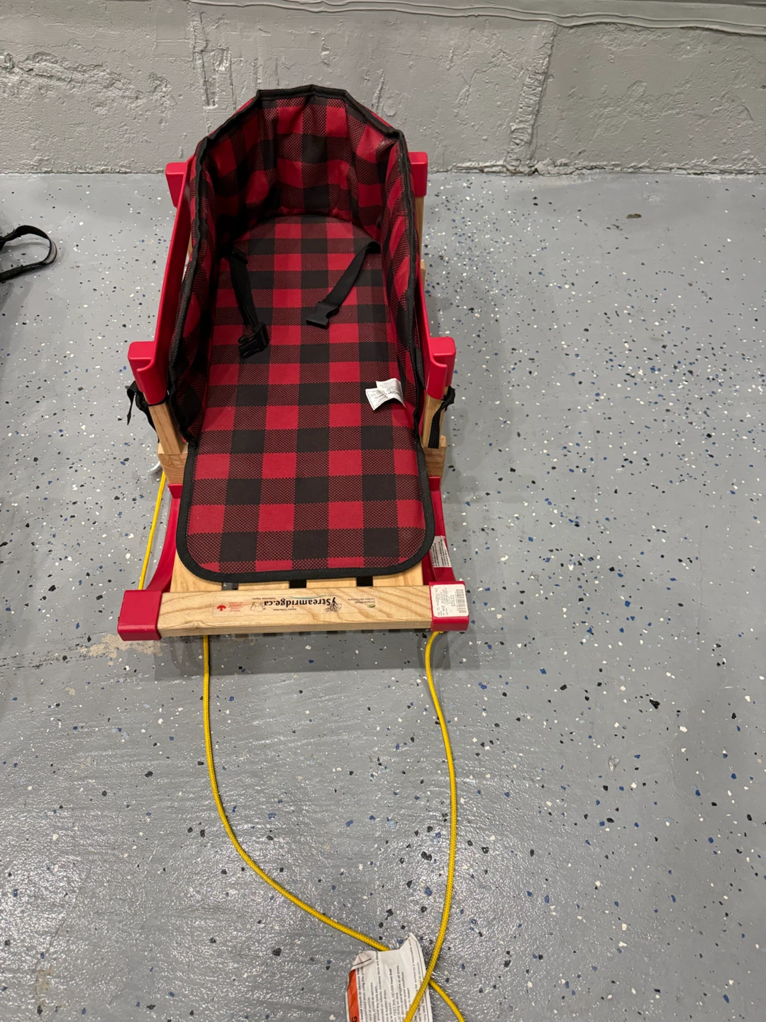 Streamridge "Alpine Collection" Wooden Sled with Red Plaid Liner