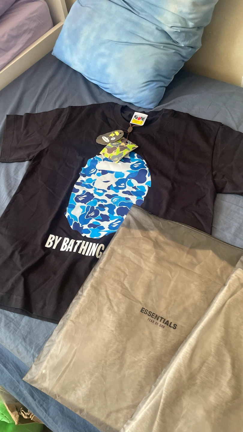 Blue and black bape tee