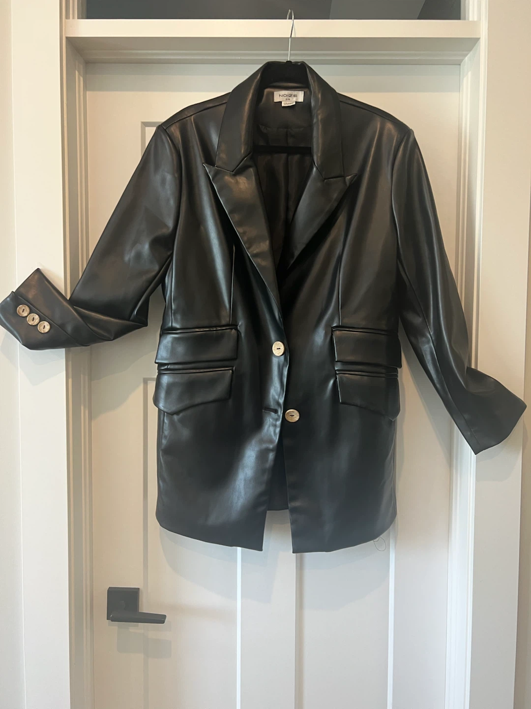 NOIZE Faux Leather Blazer
