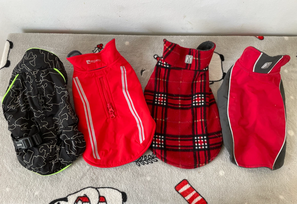 10” XS Dog Jackets, Winter Coat & Sweater Lot