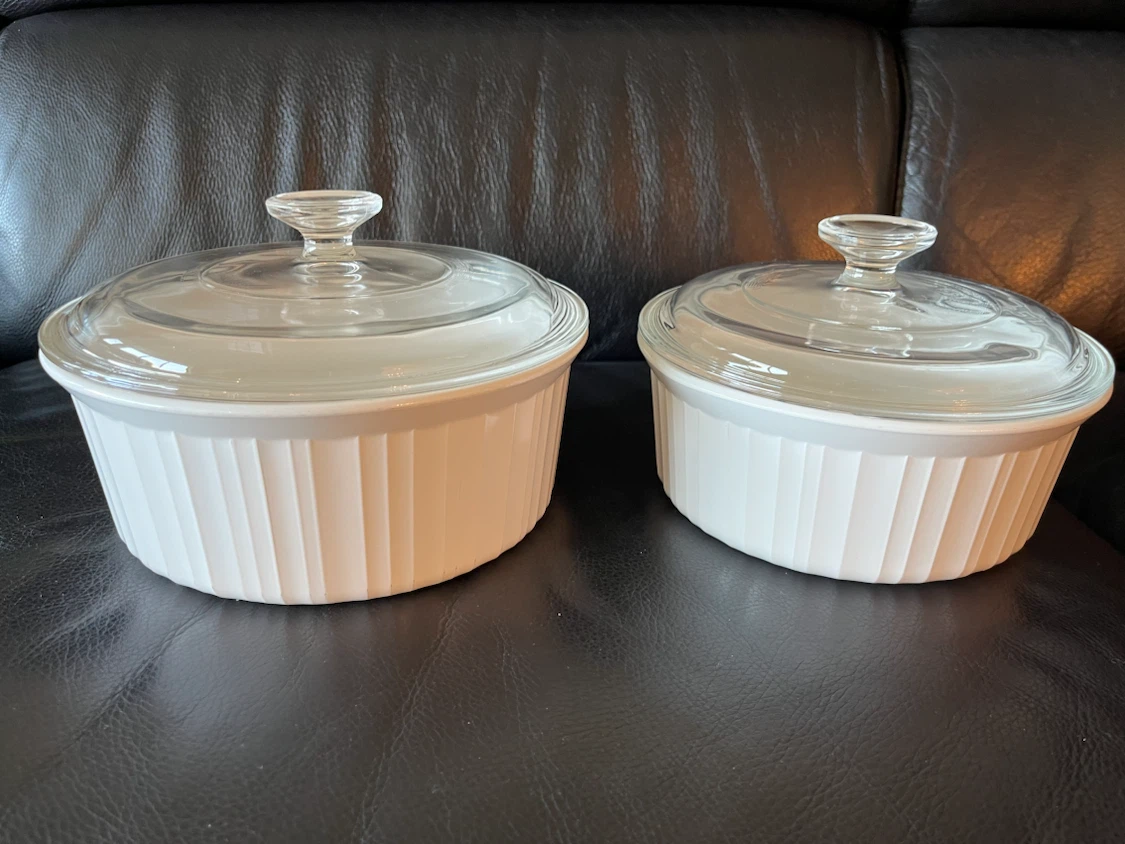 CorningWare French White Casserole Dishes with Glass Lids - photo 2