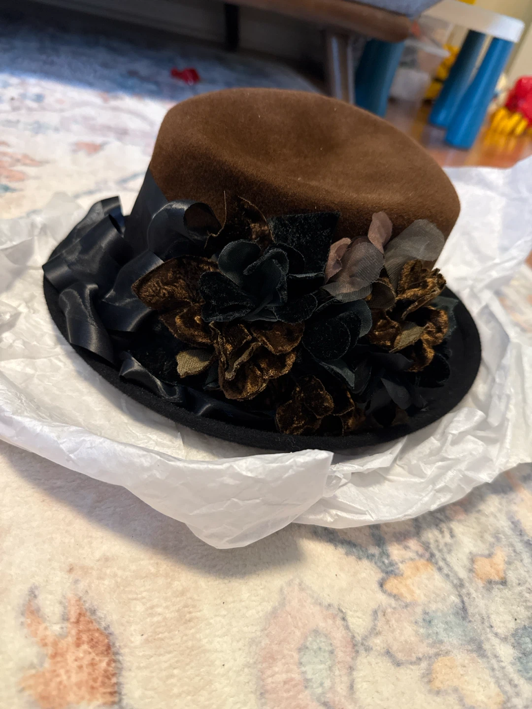 Louise Green Brown and Black Embellished Hat