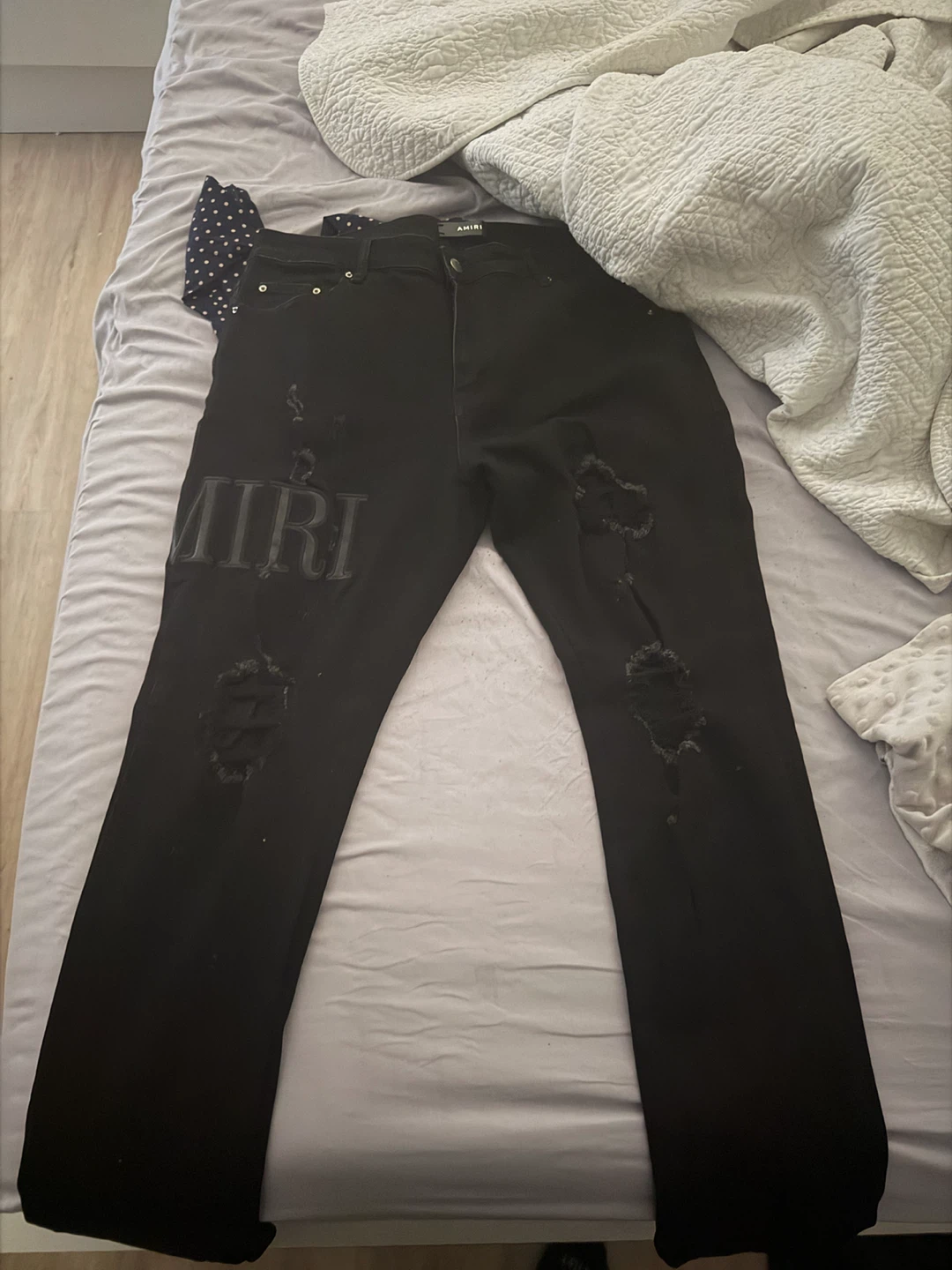 Amiri Black Distressed Logo Jeans