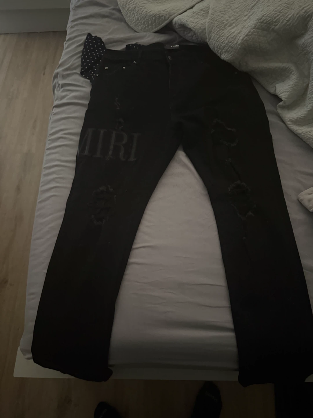 Amiri Black Distressed Logo Jeans - photo 2