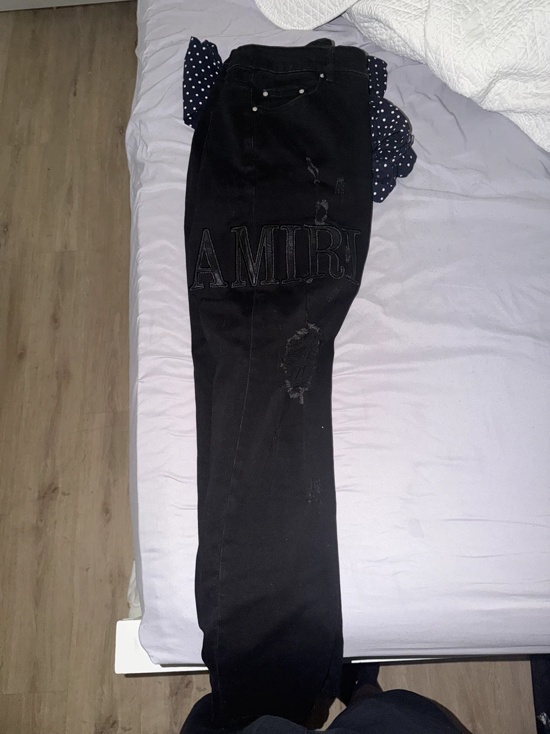 Amiri Black Distressed Logo Jeans - photo 4