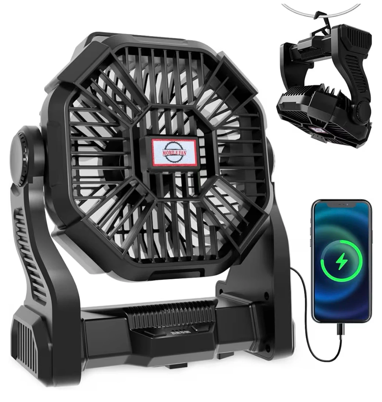 Portable LED Lantern Fan - Black