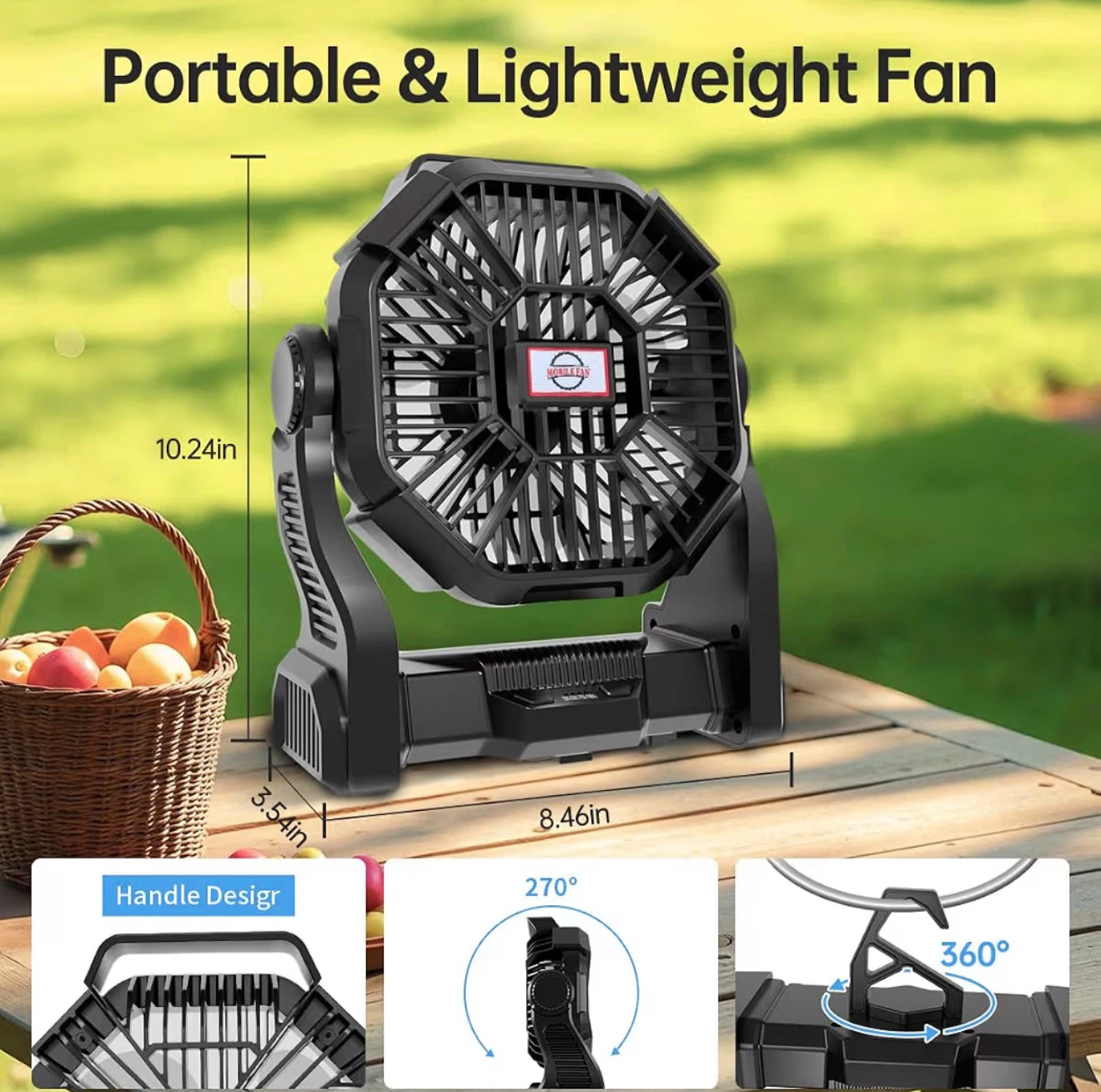 Portable LED Lantern Fan - Black - photo 5