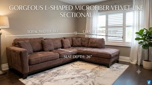 BROWN MICROFIBRE SECTIONAL WITH CHAISE