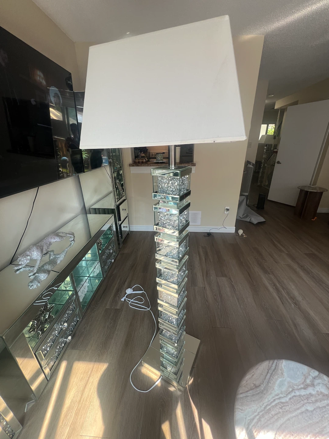 Crushed Crystal Mirrored Floor Lamp - photo 4
