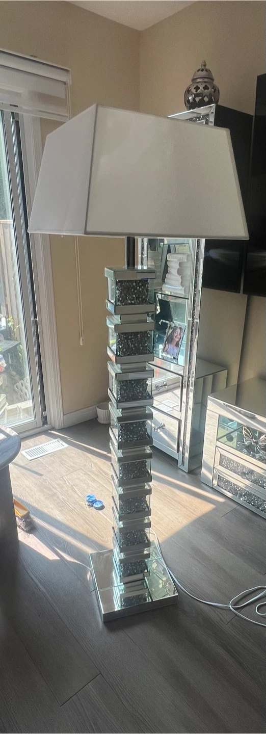 Crushed Crystal Mirrored Floor Lamp - photo 5