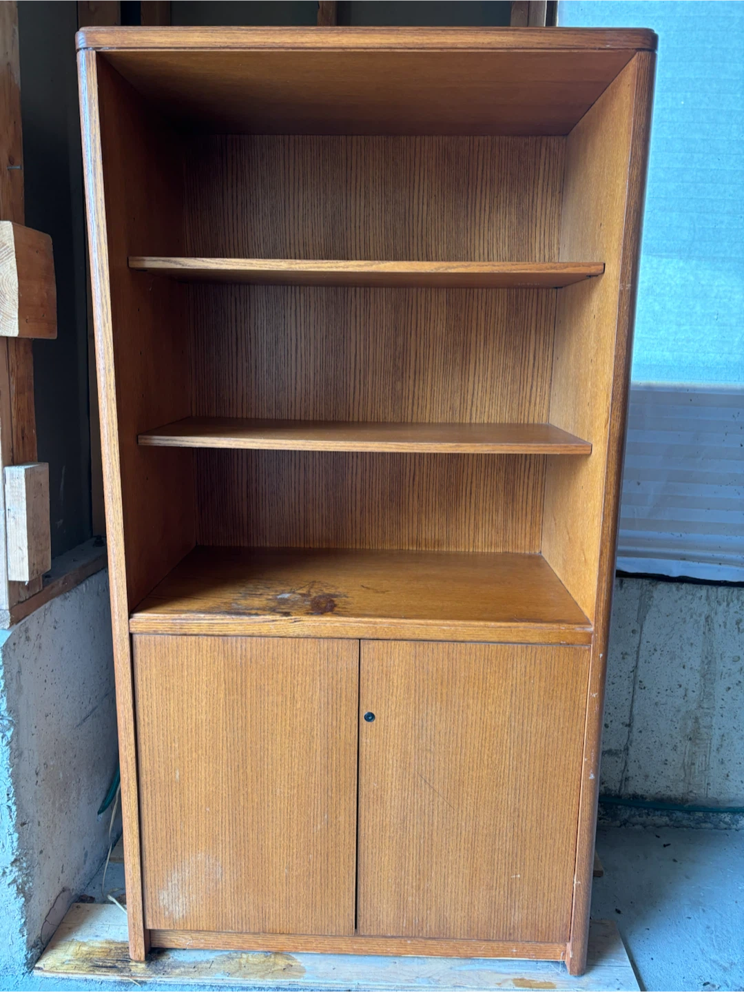 Wooden Bookcase with Lower Cabinet