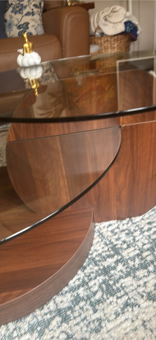 Mid-Century Modern Walnut and Glass Coffee Table