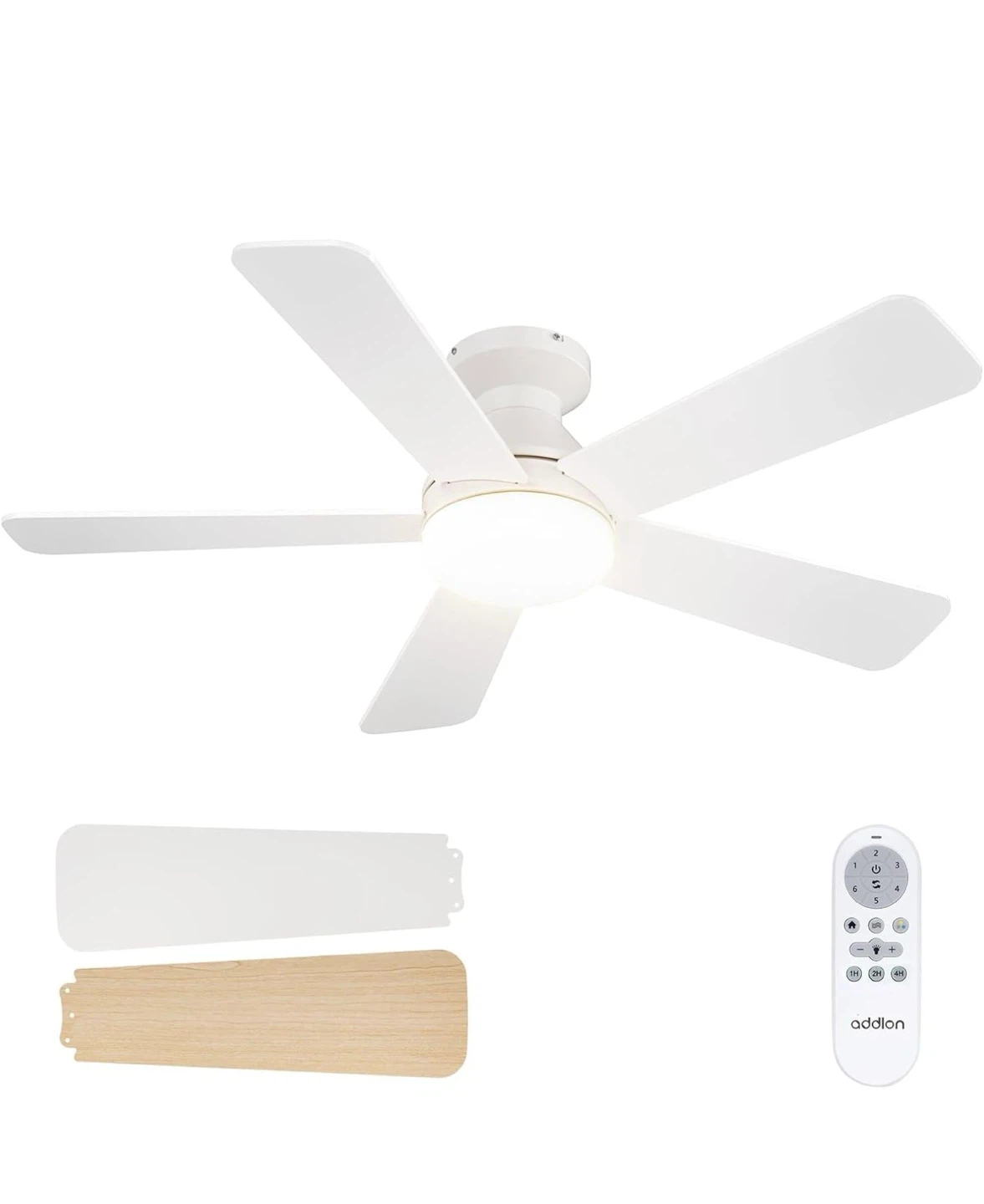Addlon 42 Inch Ceiling Fan with Lights and Remote - White F04