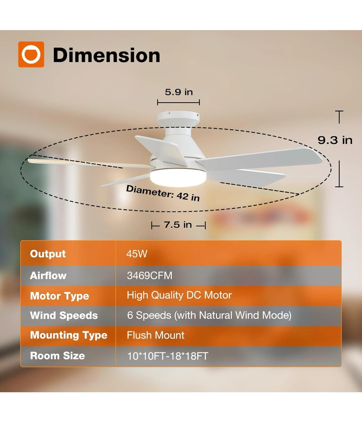 Addlon 42 Inch Ceiling Fan with Lights and Remote - White F04 - photo 3