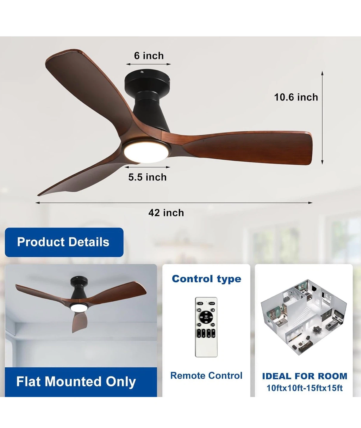 Depuley 42-Inch Ceiling Fan with Light FF4 - photo 2
