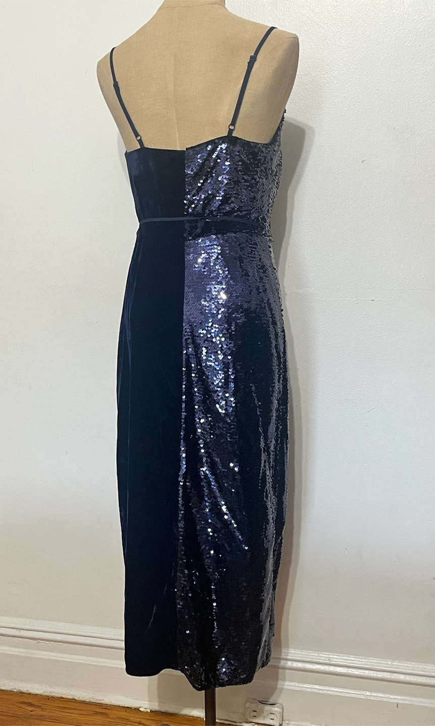 ASOS Navy Velvet & Sequin Wrap Dress - Size US 4 - photo 4