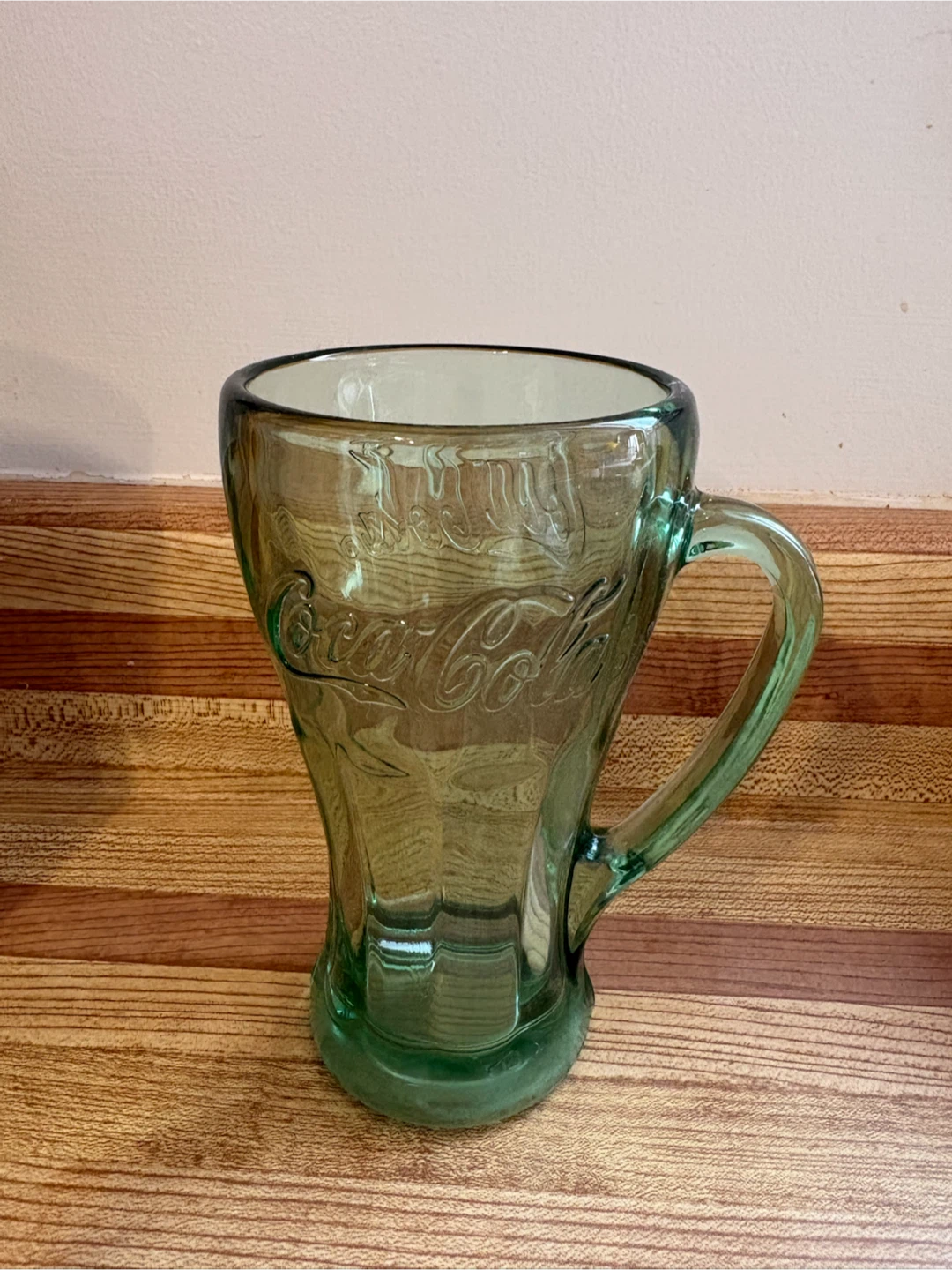 Vintage Coca-Cola Green Glass Mug with Handle