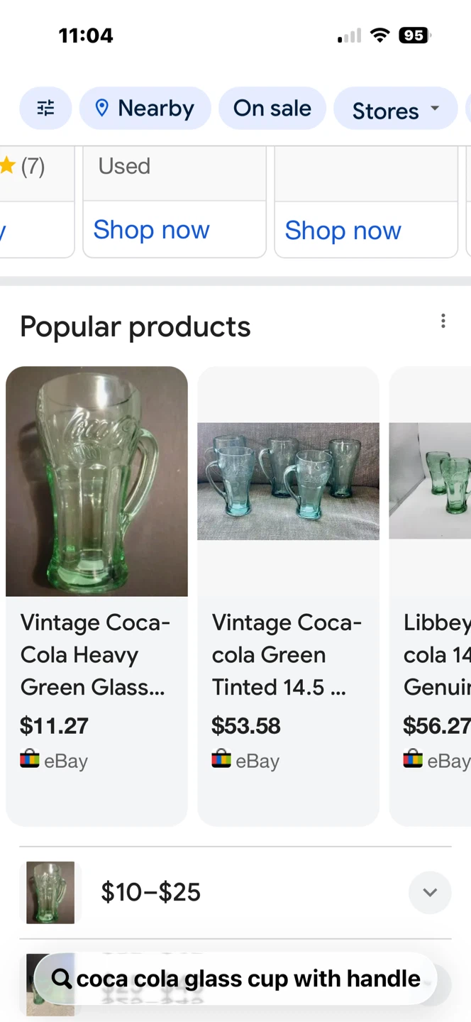 Vintage Coca-Cola Green Glass Mug with Handle - photo 3