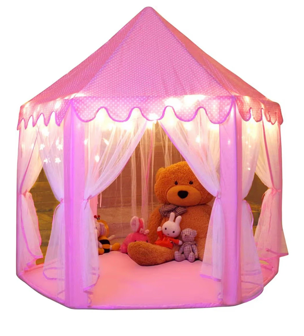 Pink Princess Castle Tent with Lights