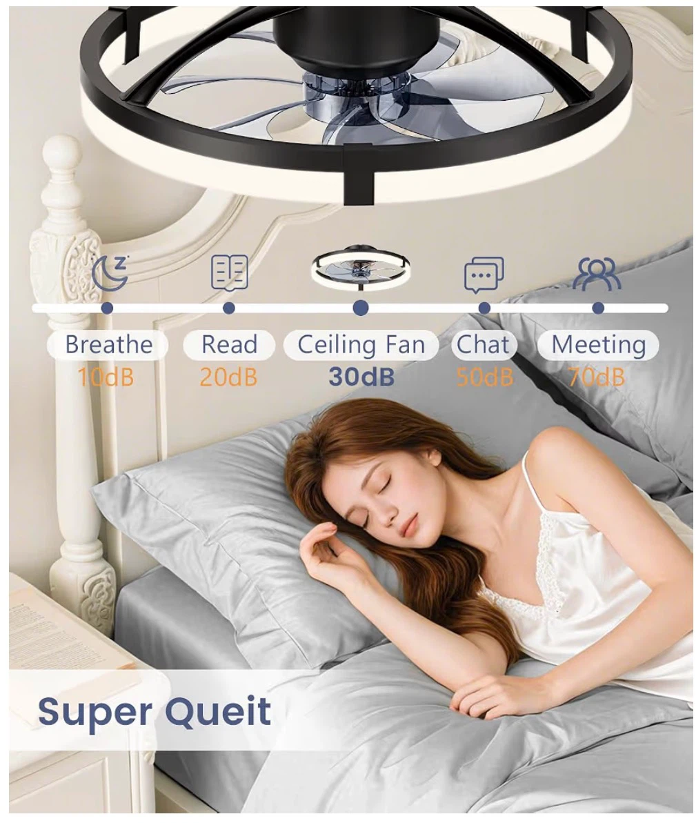 VOLISUN 19.7in Low Profile Ceiling Fan with Light and Remote 197 - photo 5