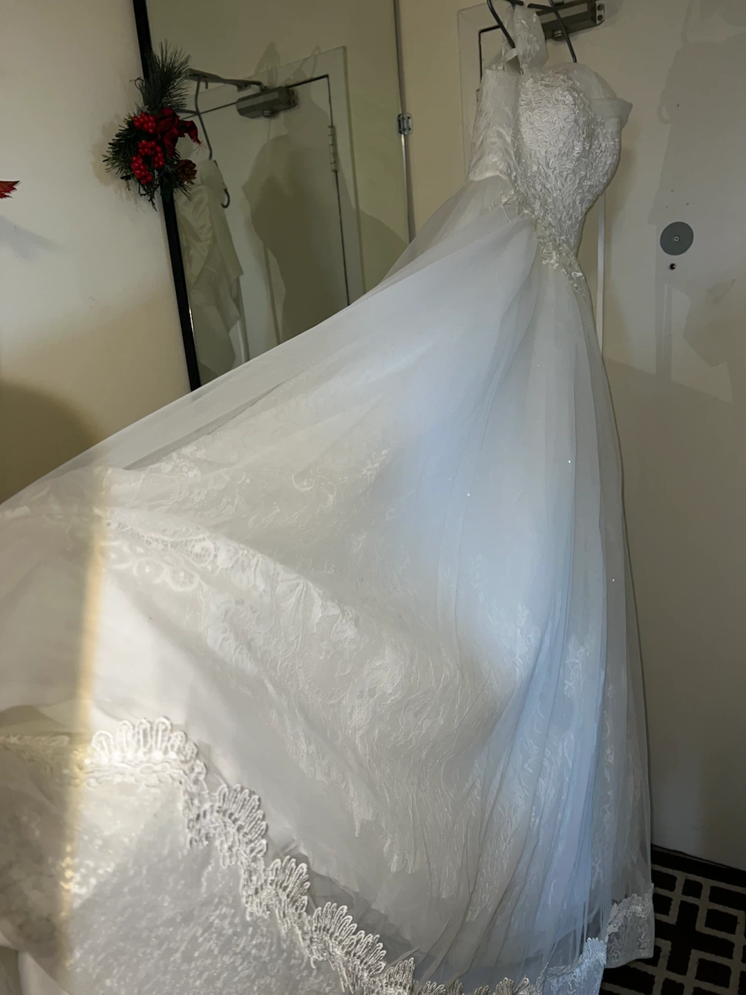 White Wedding Dress with Lace and Sparkles