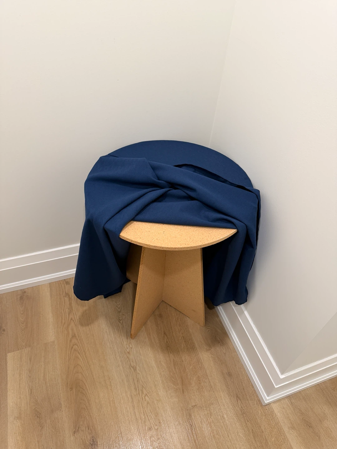 Round Side Table with Navy Blue Cover - photo 2
