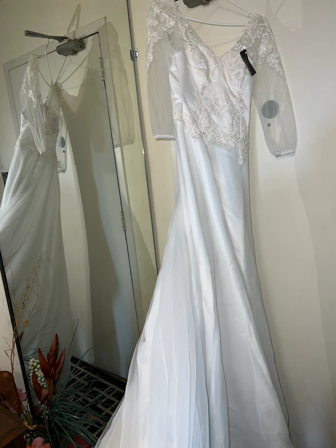 White Wedding Dress with Lace Details