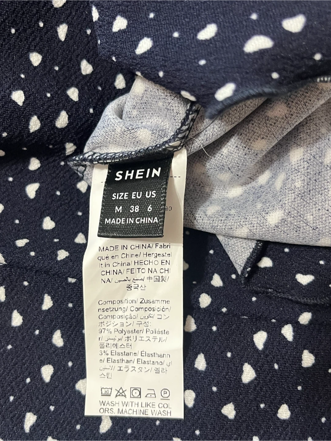 SHEIN Off-the-Shoulder Dress in Navy with White Hearts - Size M - photo 4