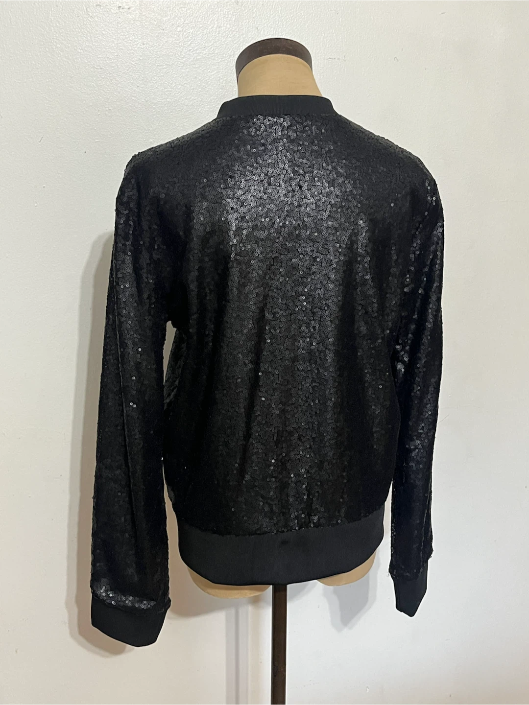Say What? Black Sequin Bomber Jacket - Size S - photo 3