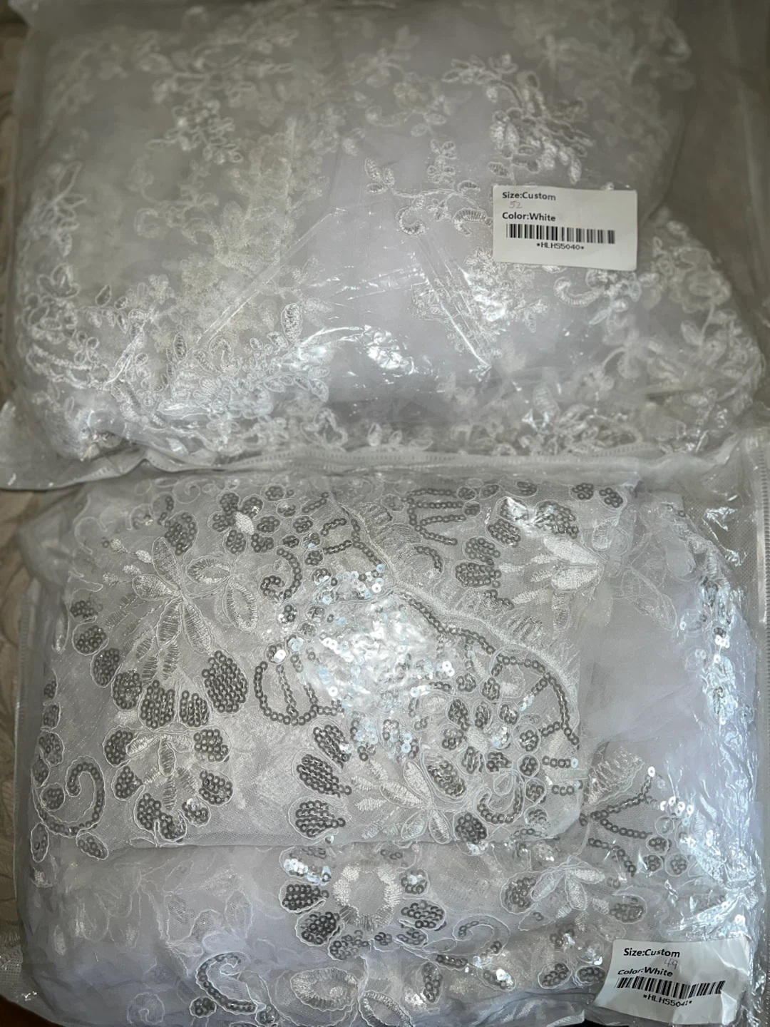New-White Lace and Sequin Long Veils (price of Each)