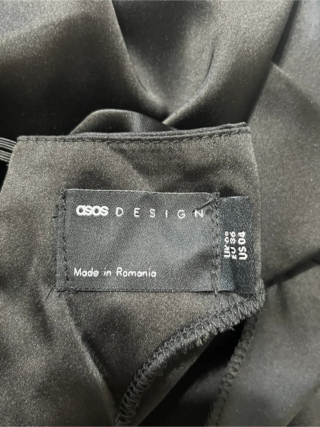 ASOS DESIGN Black Satin Drape Top - US 4 - photo 3
