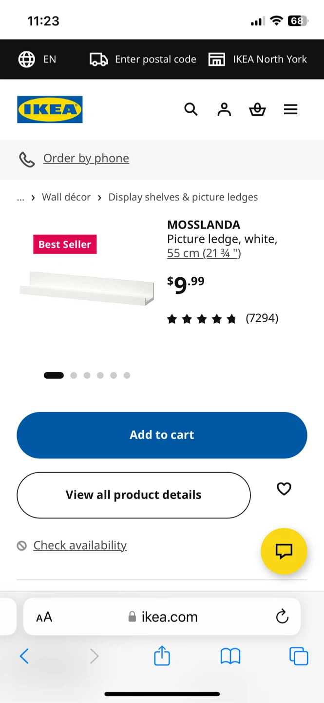 NEW! IKEA MOSSLANDA Picture Ledge White 55 cm