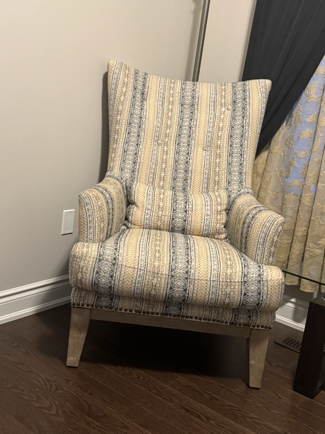 Wingback Accent Chair with Striped Upholstery - photo 3