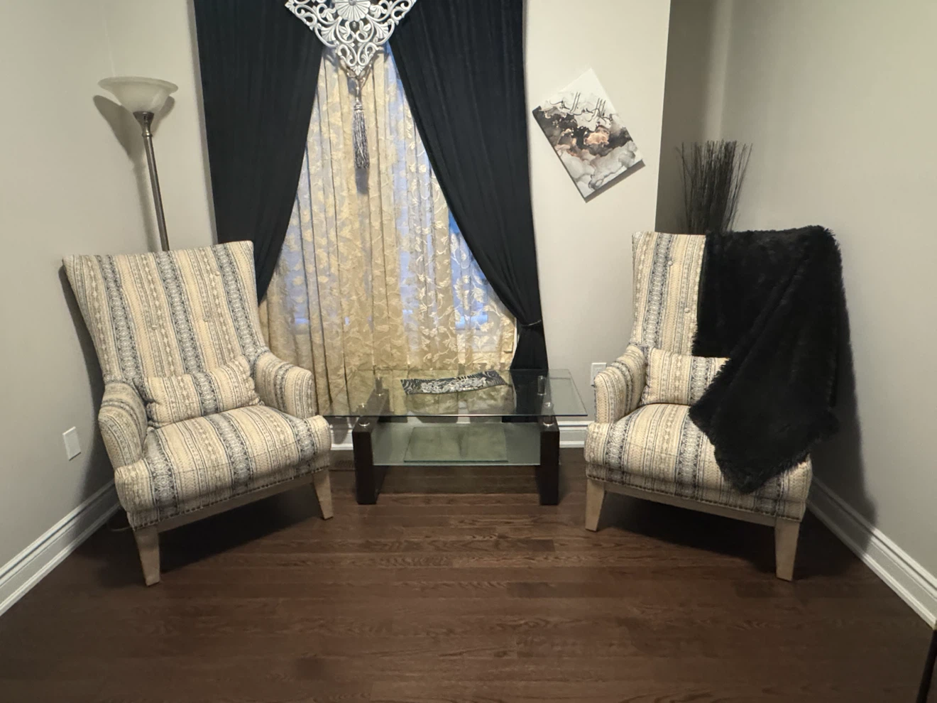 Wingback Accent Chair with Striped Upholstery - photo 4