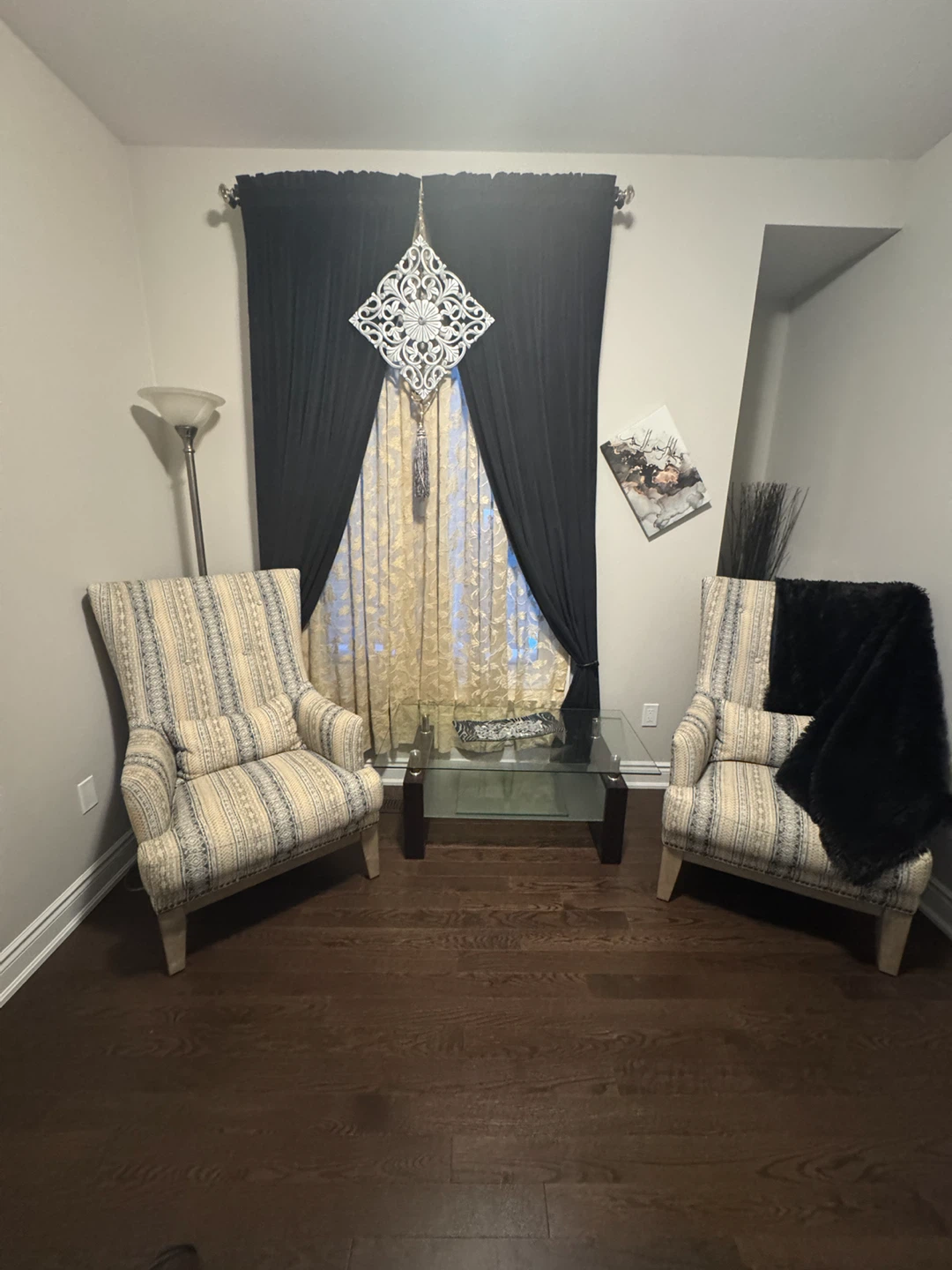 Wingback Accent Chair with Striped Upholstery - photo 5