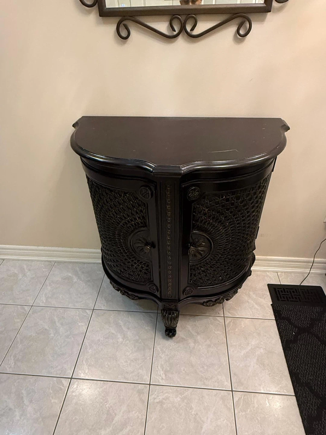 Dark Wood Accent Cabinet with Woven Doors - photo 2