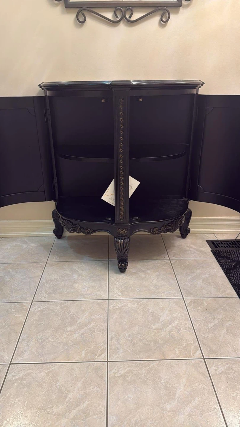 Dark Wood Accent Cabinet with Woven Doors - photo 3