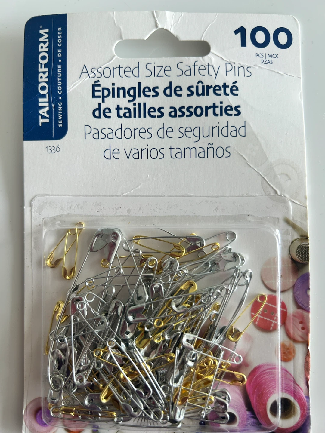 Tailorform Assorted Size Safety Pins - 100 Pcs