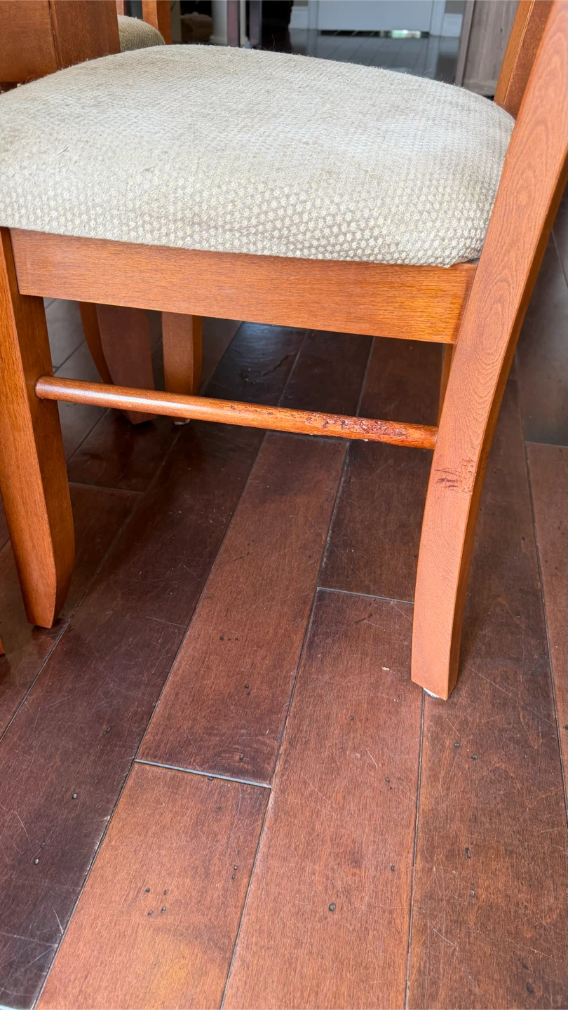 Solid Wood 48” Round Glass Dining Set - 4 Chairs - $ 300 OBO - photo 3
