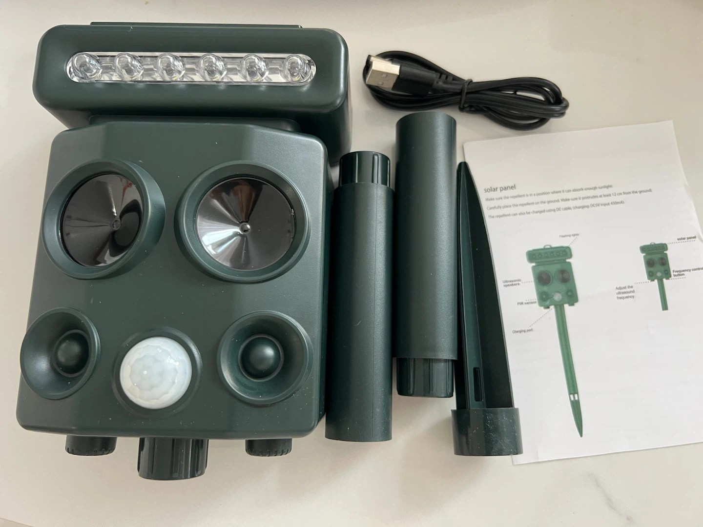 Solar Powered Animal Repeller with USB Charging