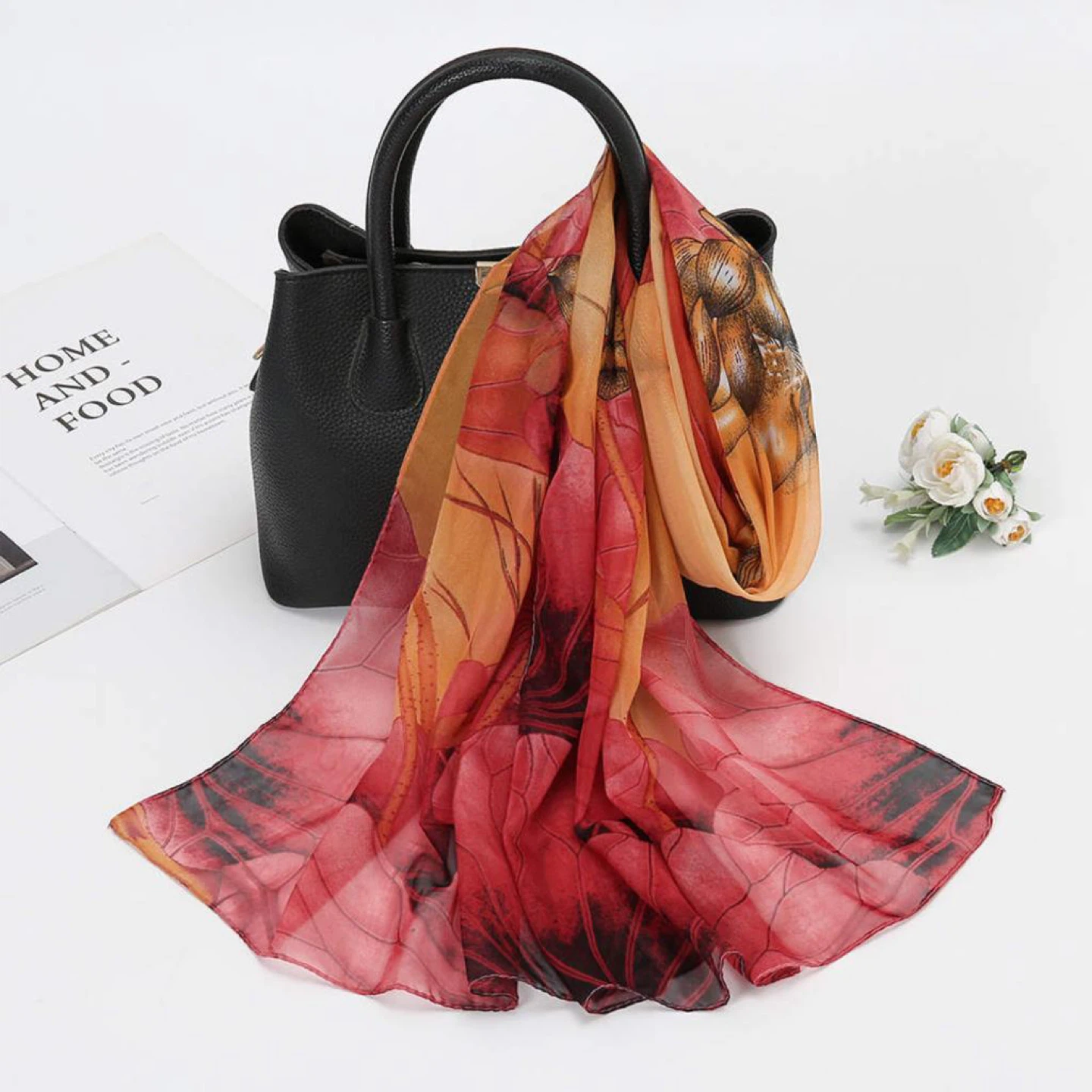 Floral Print Sheer Scarf