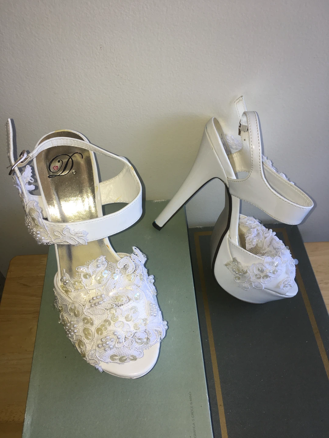 Pink Paradox London&D'Orsay White Bridal Heels-7/8-price Each