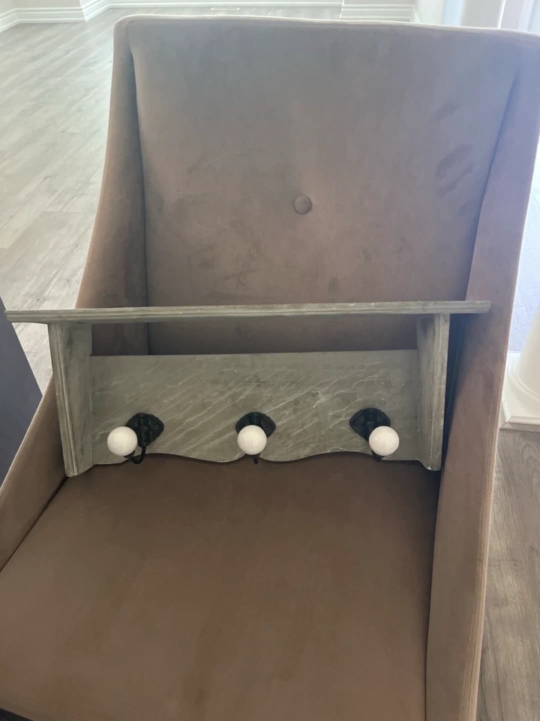 Wooden Wall Shelf with 3 Hooks