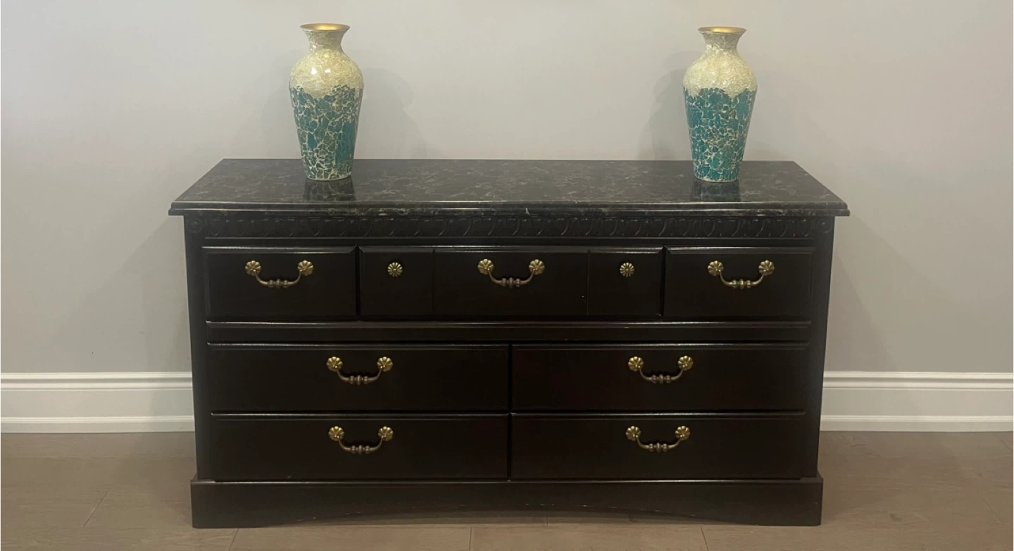 Dark Wood Dresser with Marble Top