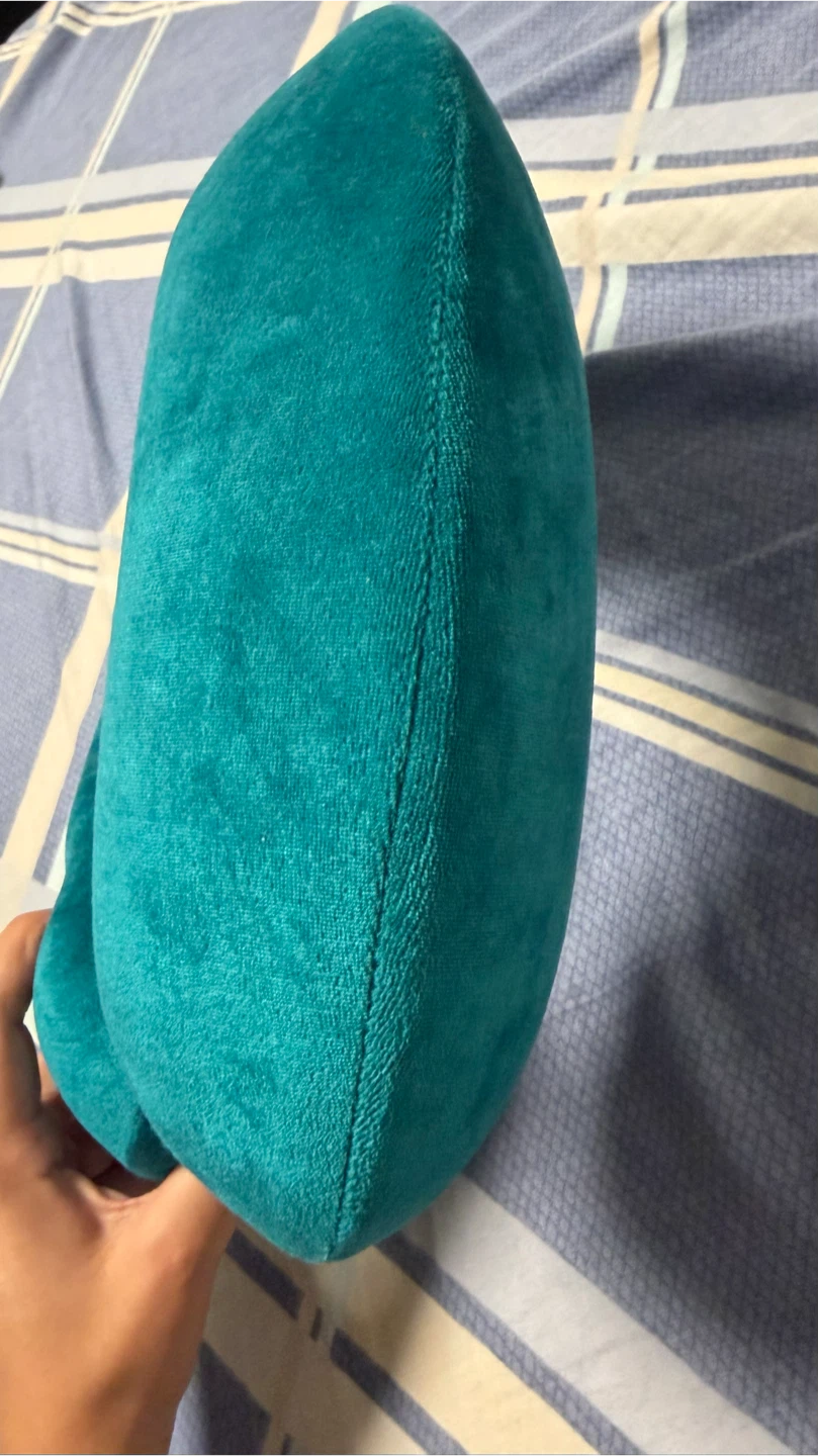 Teal velour travel neck pillow memory foam - photo 3