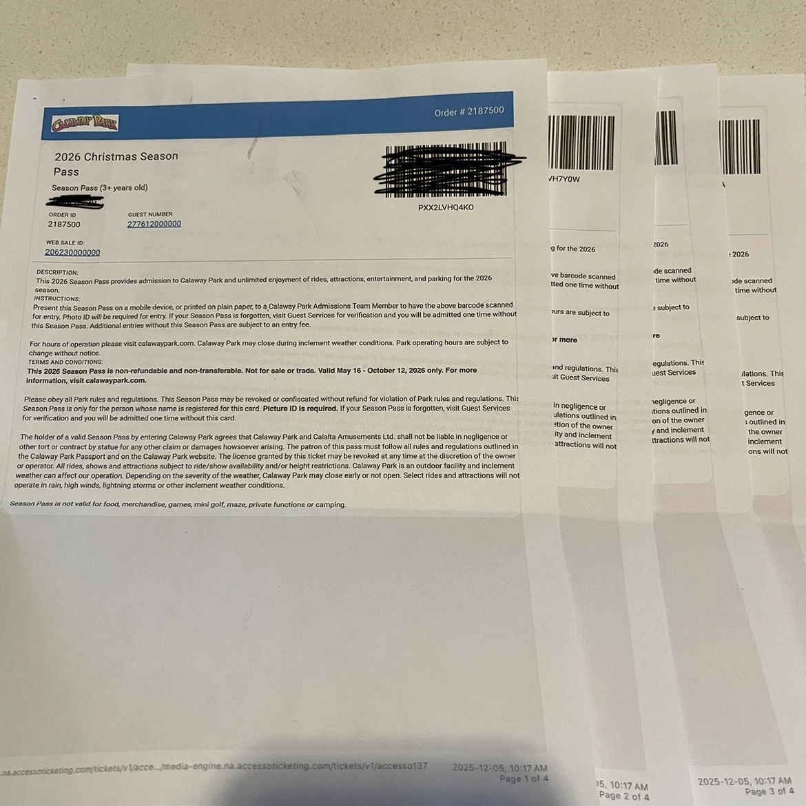Calaway Park seasons passes (4)